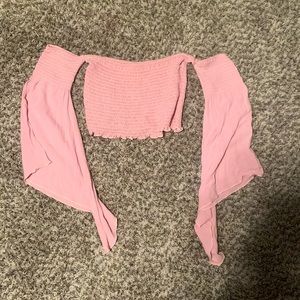 Blush pink crop with flow long sleeves! Only worn once size M!